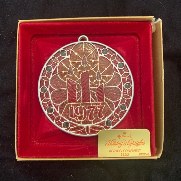 TIFFANY 1977 Hallmark Holiday HIghlights Acrylic Ornament QX313-5 Original Box - Picture 1 of 7